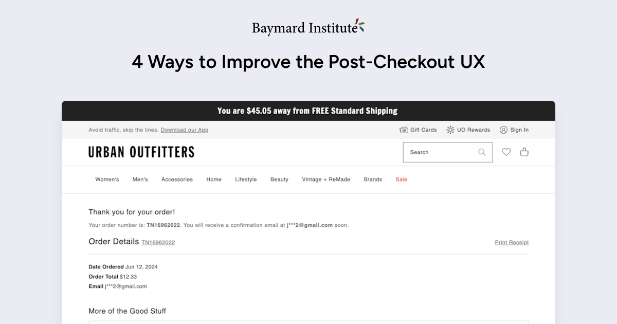 4 Ways to Improve the Post-Checkout UX – Baymard