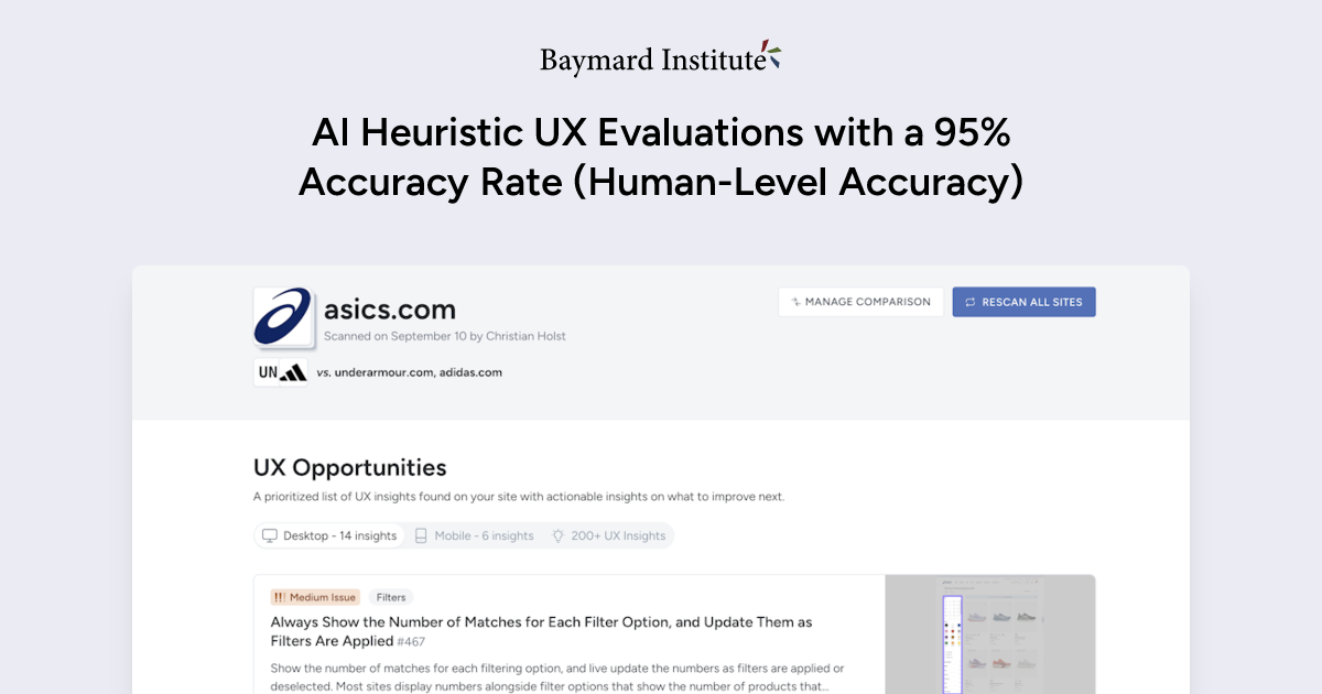 AI Heuristic UX Evaluations with a 95% Accuracy Rate – Baymard