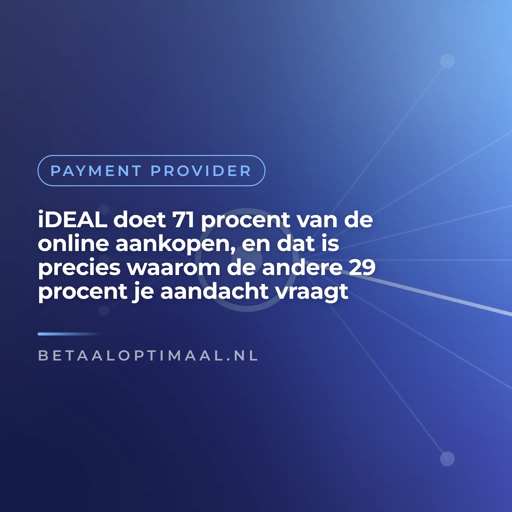 iDEAL doet 71 procent van de online aankopen, en dat is precies waarom de andere 29 procent je aandacht vraagt