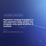 Payment routing is judged in the payment step, where the shopper only sees whether it worked